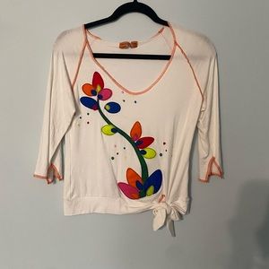 shirt from small company, tag is ripped but is a small/medium. super comfy